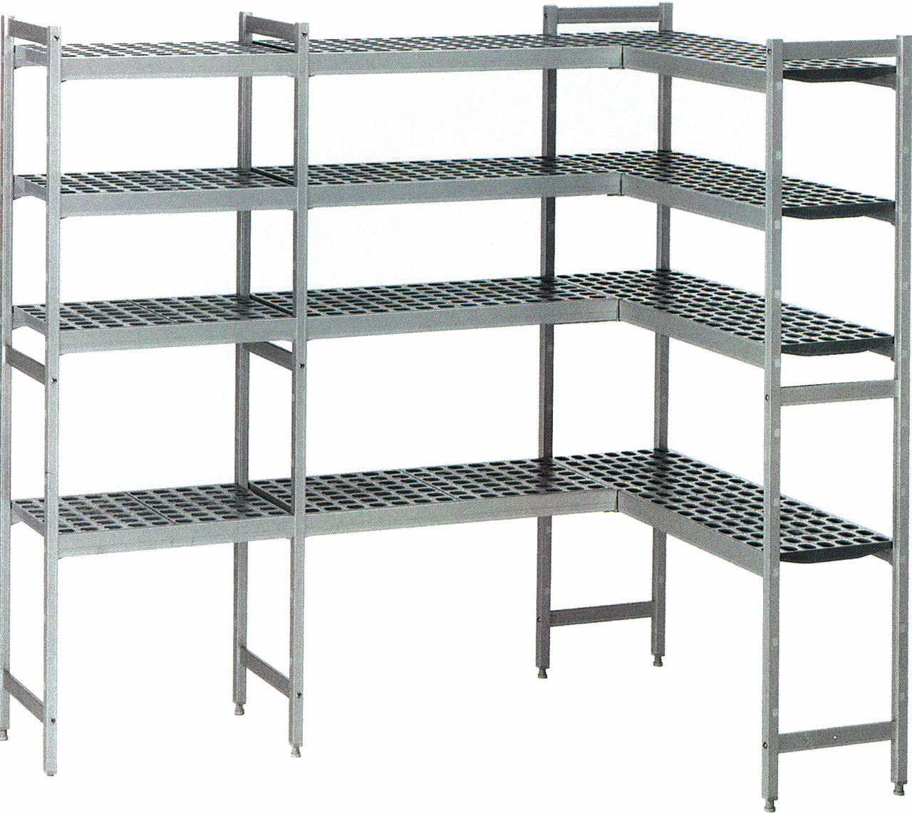 Kühlzellenregal, 4 Etagen, U-Form, passend zu Kühlzelle 661065, 661078