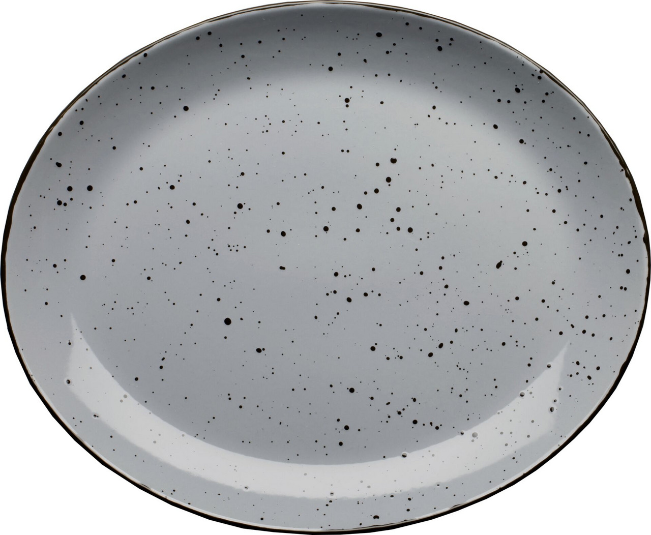 Porzellanserie "Granja" grau Platte flach oval, 30,5 x 25,5 cm