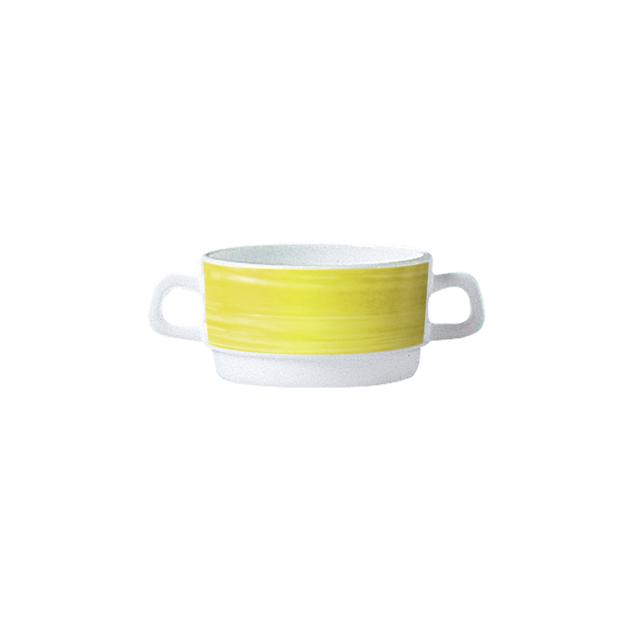 Brush Yellow, Restaurant Suppentasse mit 2 Henkeln stapelbar ø 96 mm / 0,32 l gelb