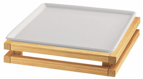 Porzellanplatte 351 x 351 mm weiß / mit S-Standfuß Oak