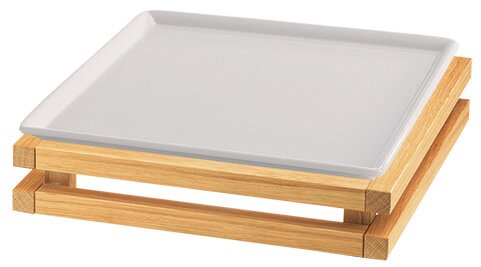 Porzellanplatte 351 x 351 mm weiß / mit S-Standfuß Oak