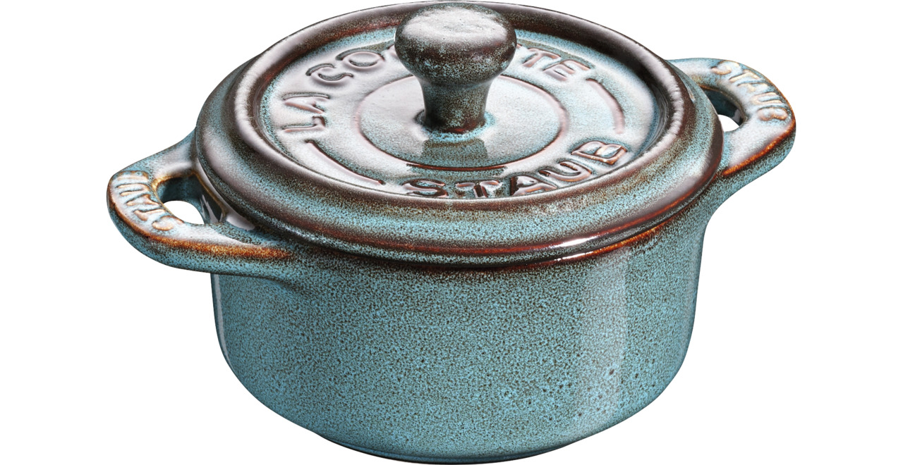 Mini-Cocotte ø 100 mm / 0,20 l Keramik antiktürkis
