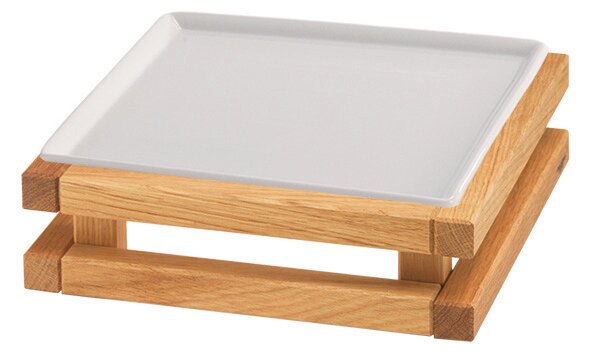 Porzellanplatte 252 x 252 mm weiß / mit S-Standfuß Oak