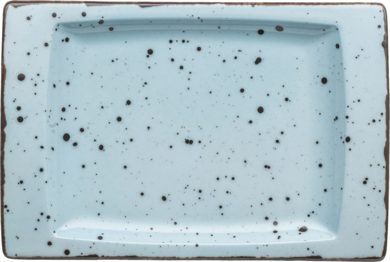 Porzellanserie "Granja" aqua Platte flach eckig, 18 x 12 cm