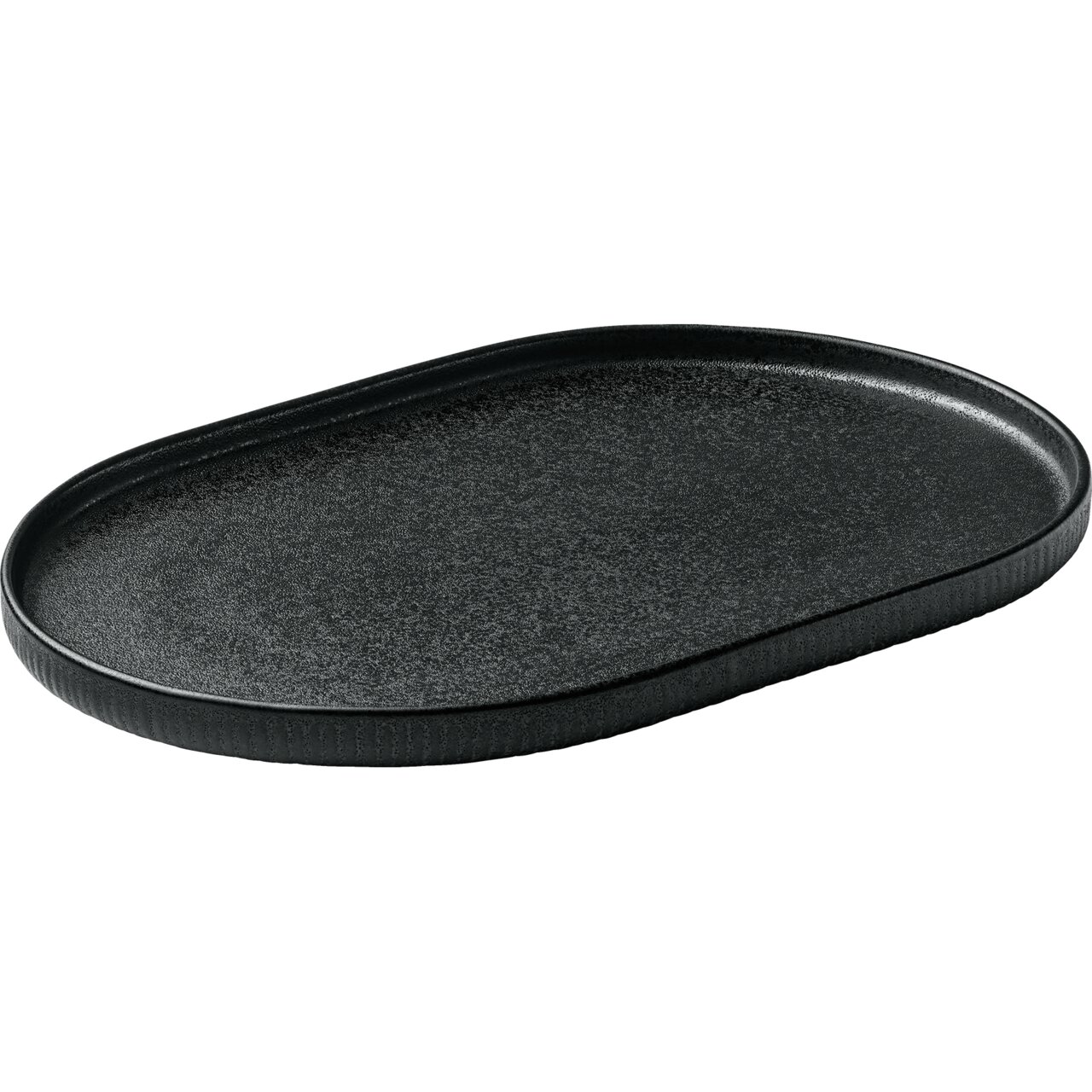 Nara, Platte oval Relief 300 x 200 mm schwarz