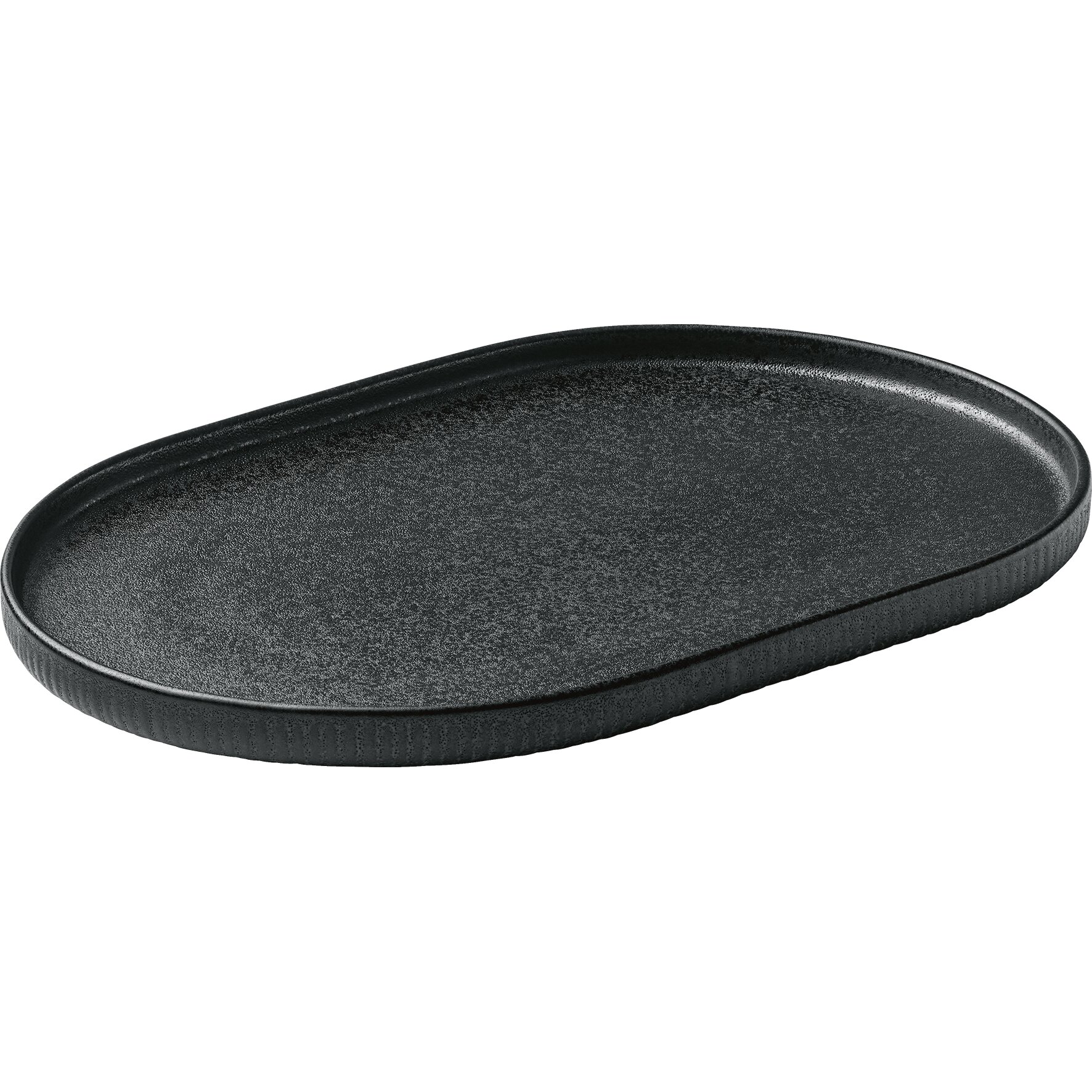 Nara, Platte oval Relief 300 x 200 mm schwarz