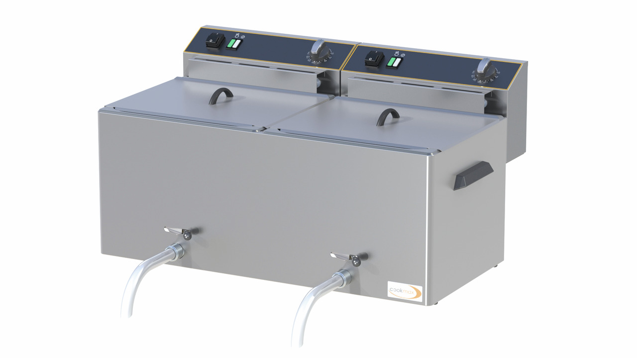 Elektro-Fritteuse, 2 x 10 l, mit Ablasshahn