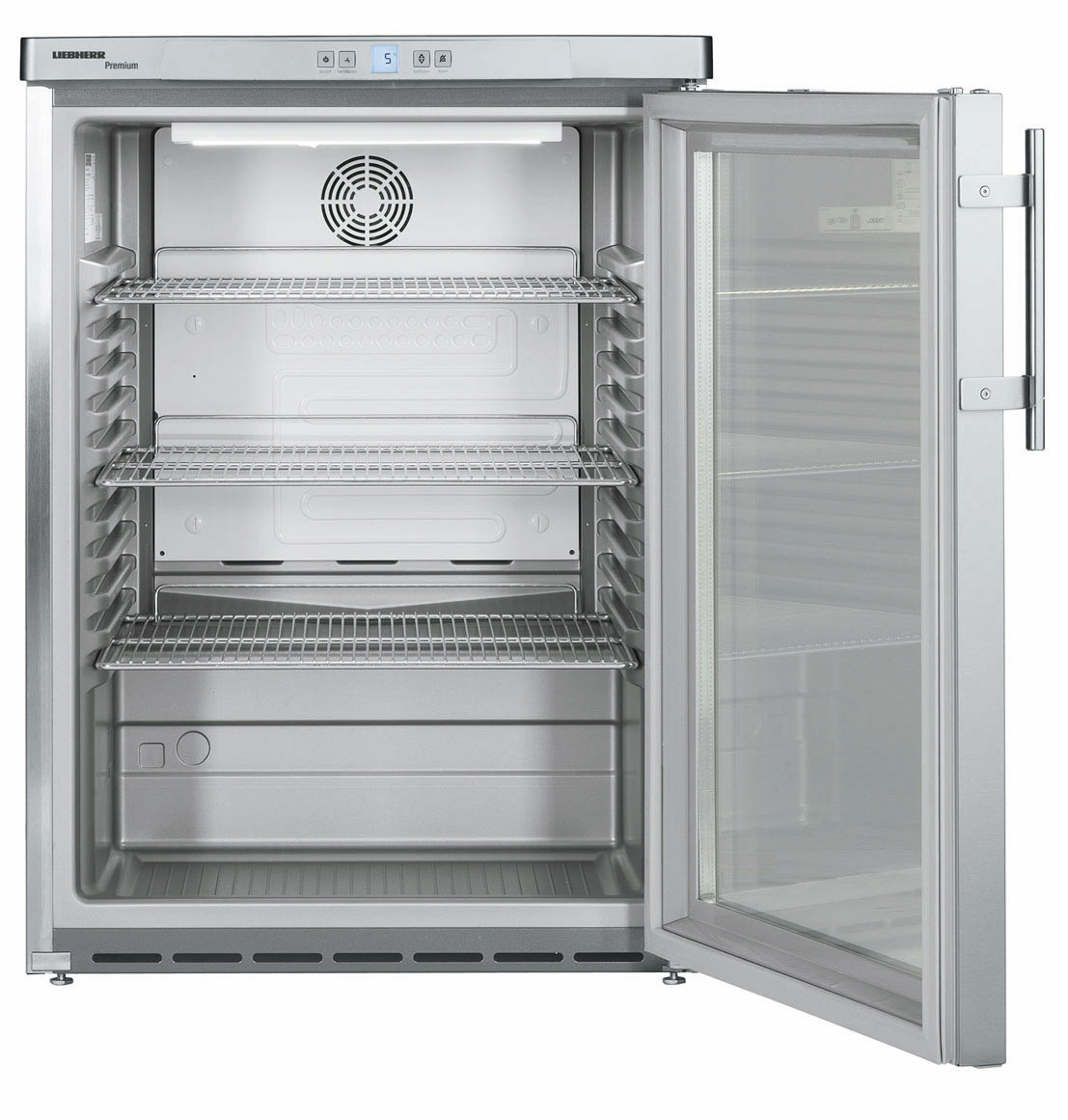Umluft-Glastürkühlschrank 141,00 l / FKUv 1663 / 600 x 615 x 830 mm / Edelstahl