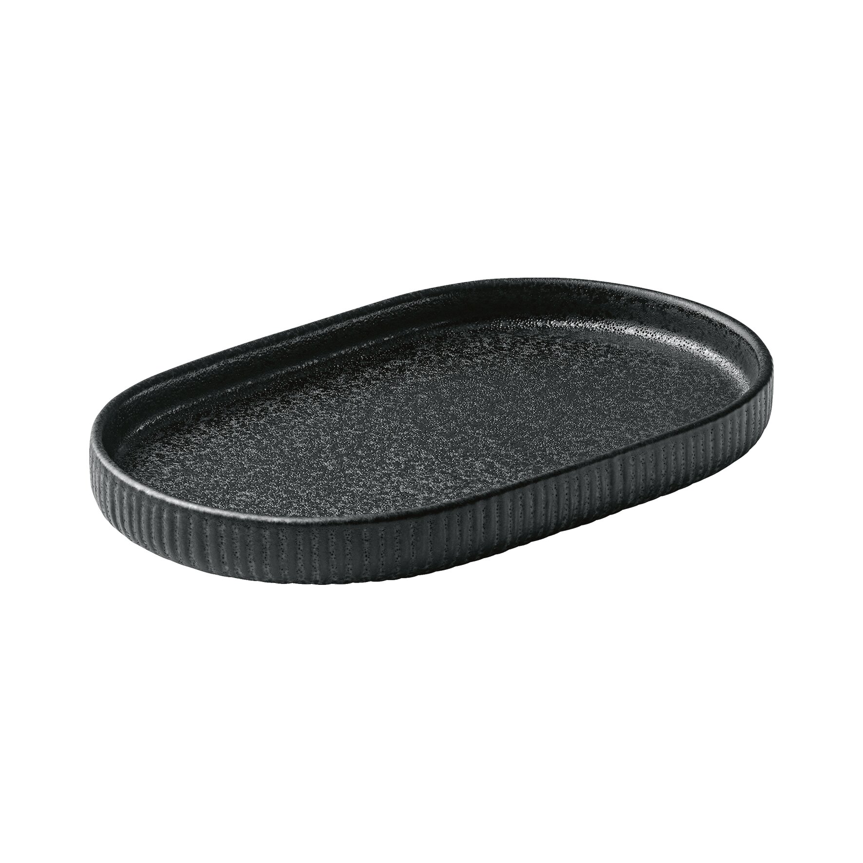 Nara, Platte oval Relief 180 x 110 mm schwarz