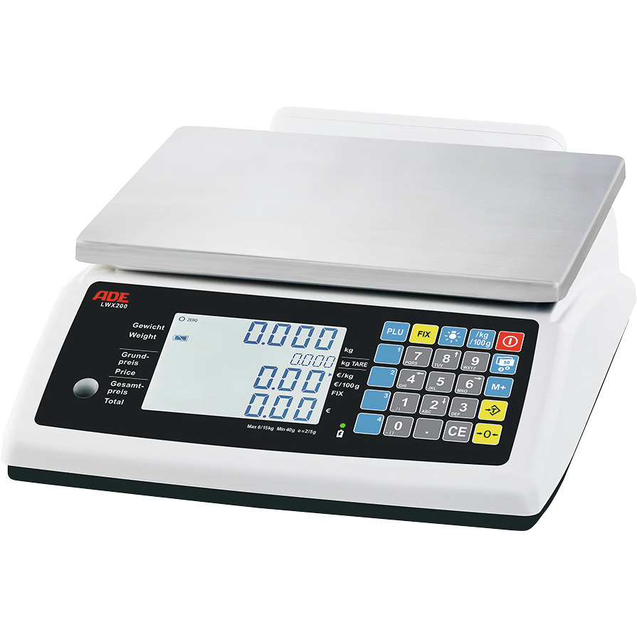 Kompakte Zweibereichs-Ladenwaage 6,00 kg / Wiegefläche 300 x 230 mm