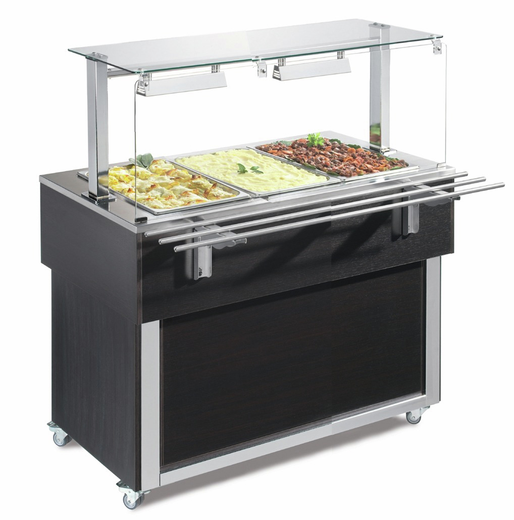 Ausgabe-Element Bain-Marie Wanne 1169 mm GN 3/1 Vollverkleidung Wenge