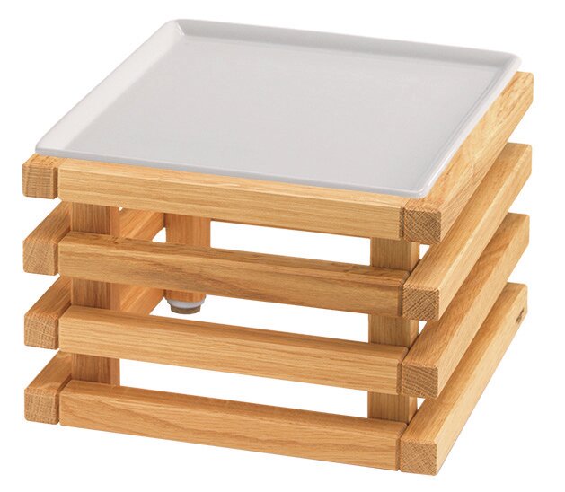 Porzellanplatte 252 x 252 mm weiß / mit L-Standfuß Oak