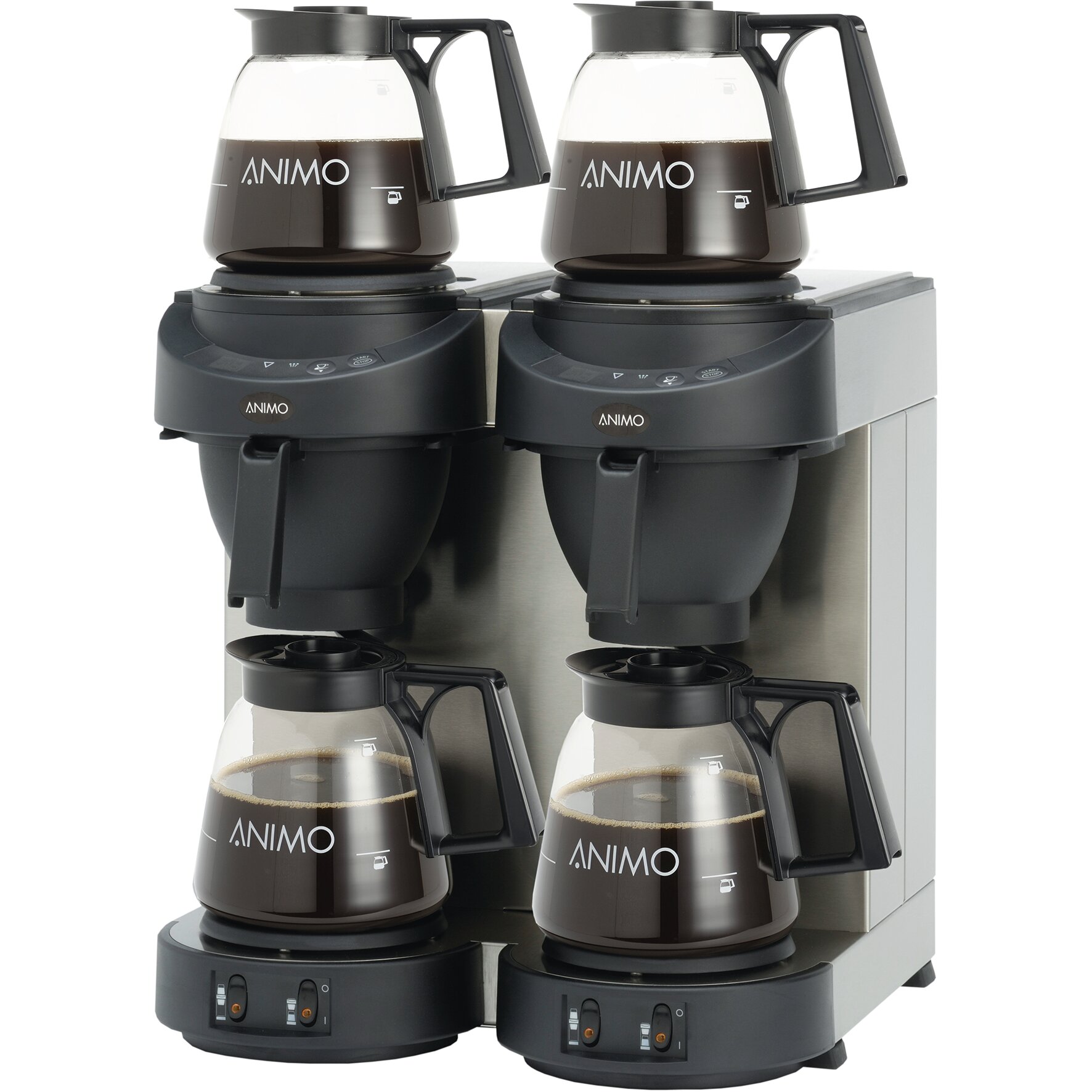 Filterkaffeemaschine 1,80 l schwarz mit 4 Glaskannen / mit Wasseranschluss