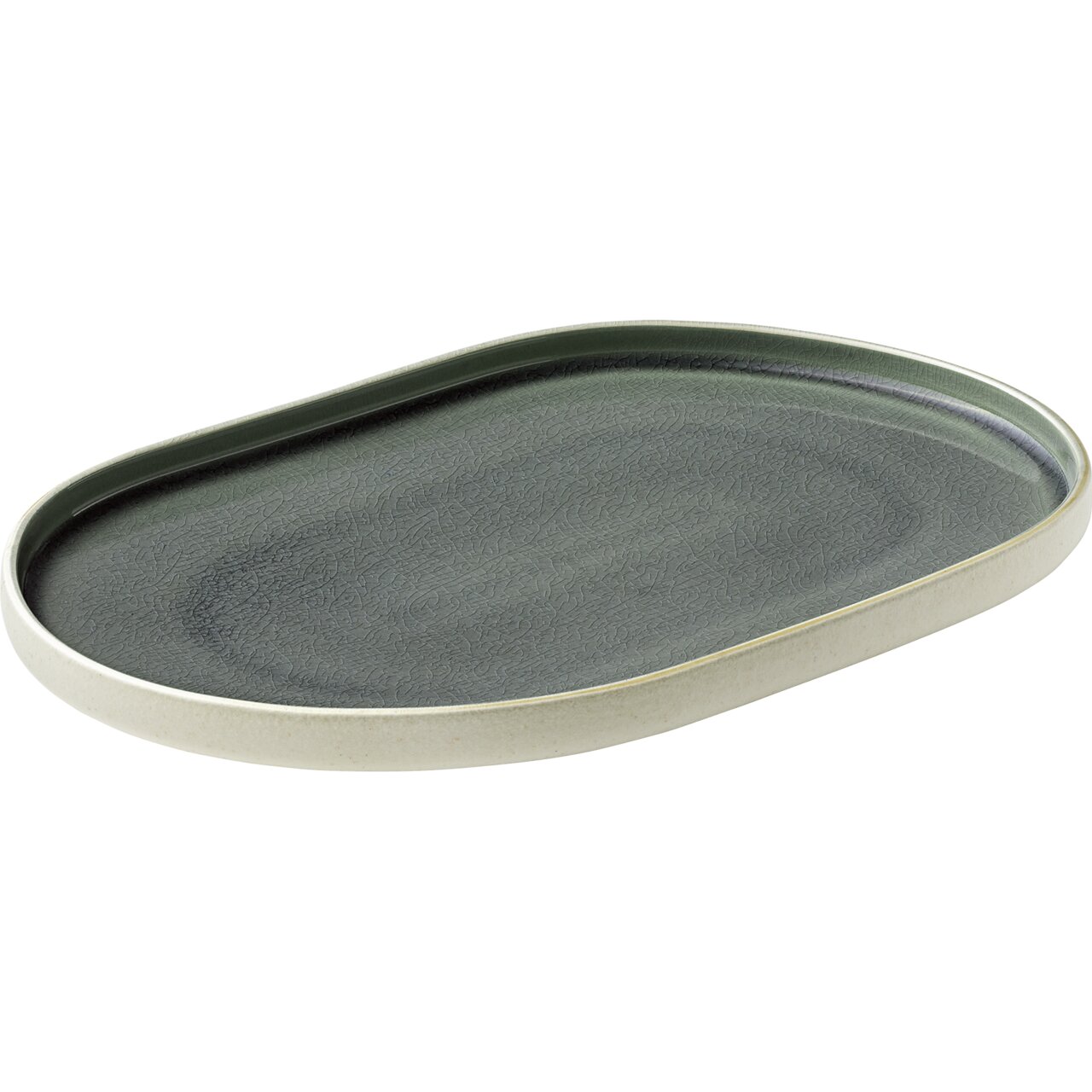 Nara, Platte oval 300 x 200 mm grau